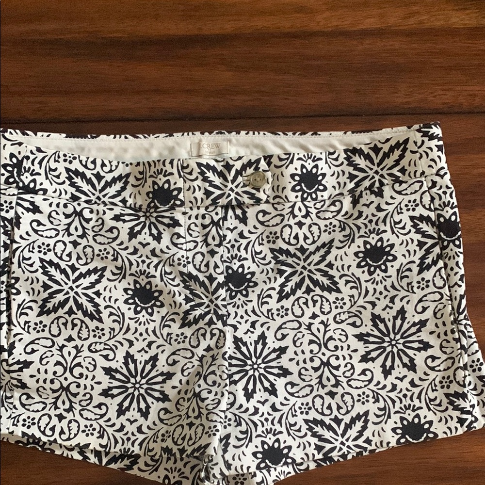 J. Crew Black and White Floral Shorts